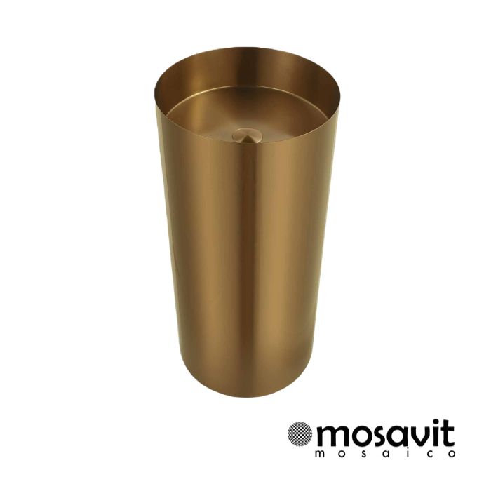 LAVAMANOS FREESTANDING CILINDRICO METAL GOLD   40 X 40 X 85