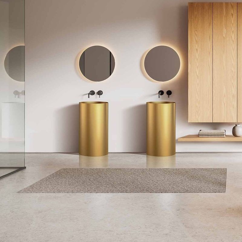 LAVAMANOS FREESTANDING CILINDRICO METAL GOLD 40 X 40 X 85