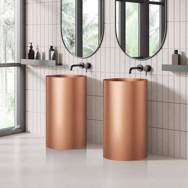 LAVAMANOS FREESTANDING CILINDRICO METAL ROSE 40 X 40 X 85
