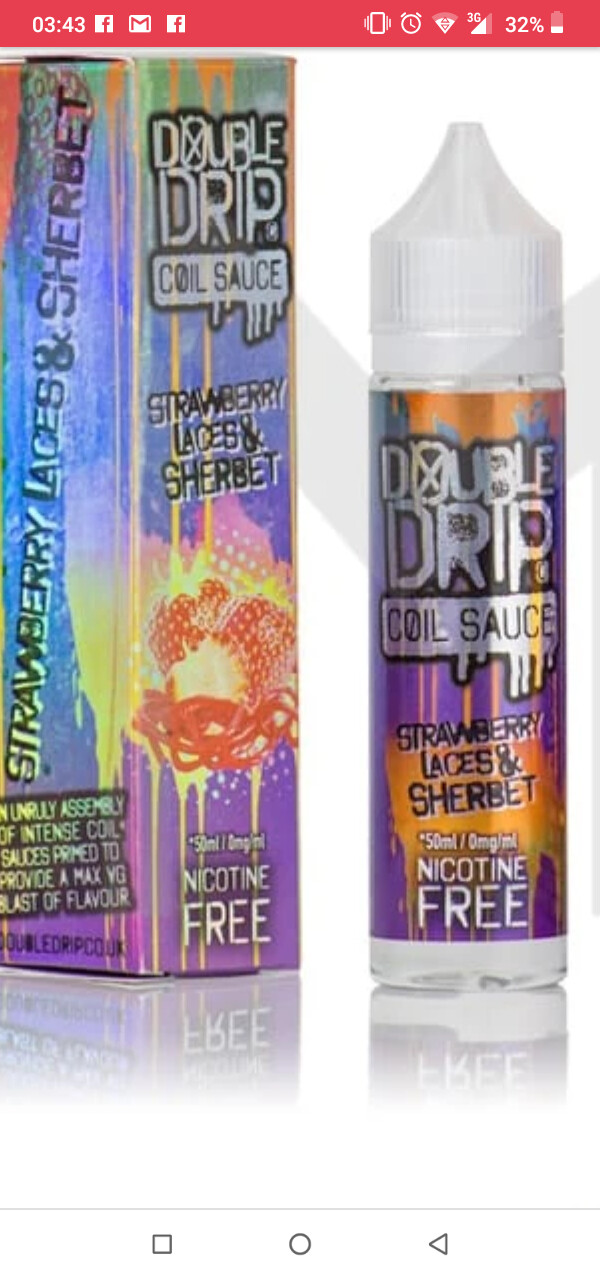 Double Drip  50ml Shortfill (80VG/20PG) strawberry lace and sherbet