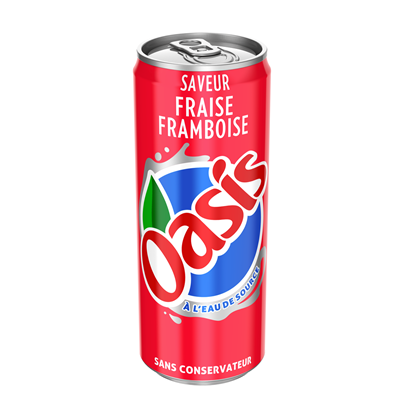 Canette Oasis fraise framboise 33cl eau de source