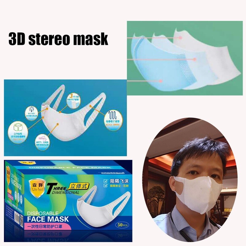 100pcs pack 3D Disposable Face Mask with Earloop Anti-Virus Mask