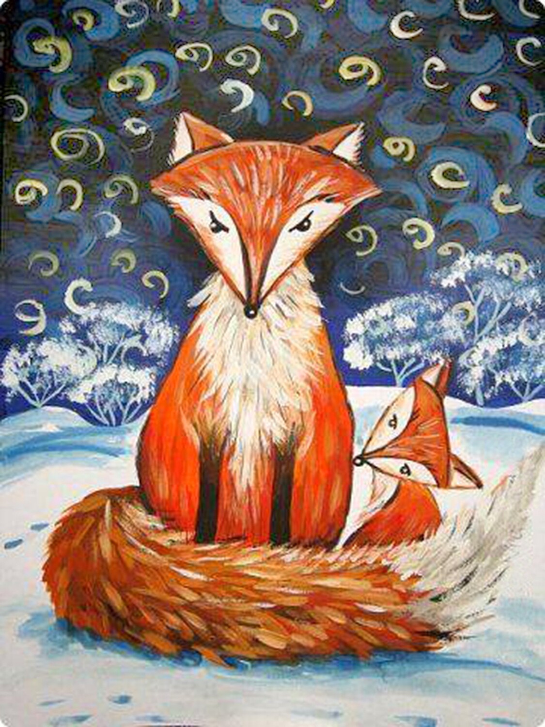 Winter foxes in snow