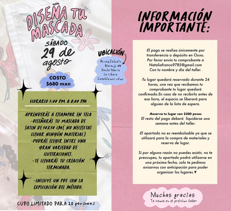 TALLER MASCADAS SÁBADO 29 DE AGOSTO
