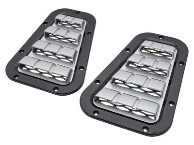 XS Style Bonnet Vent Set - (Black with Silver Mesh/ Silver with Black Mesh)