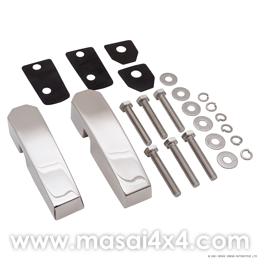 Defender Windscreen Brackets Kit (Pair) - Silver, Black or Stainless Steel