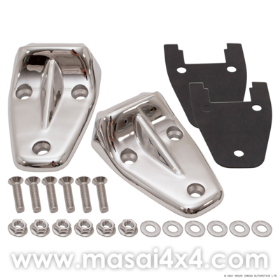Bonnet Hinges Kit for Land Rover Defender - Aluminium/Stainless/Black