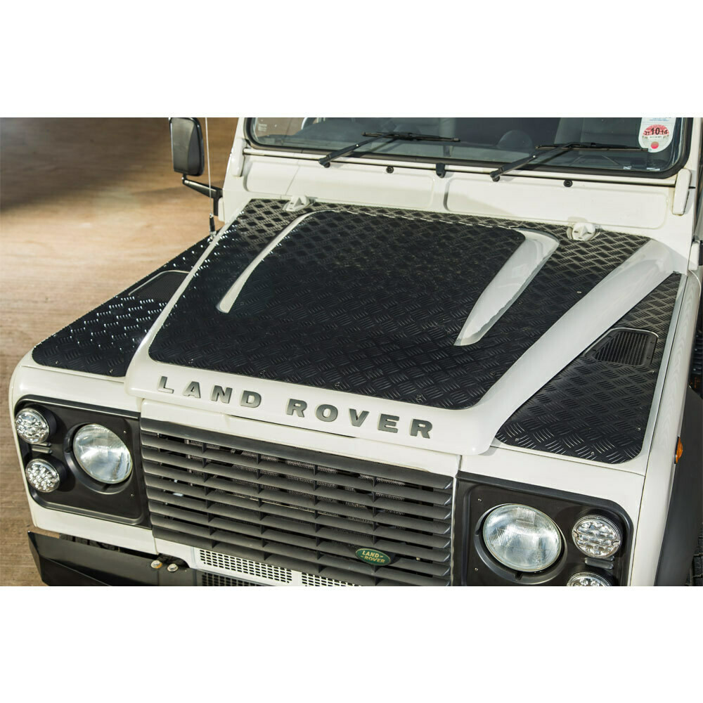LAND ROVER DEFENDER BLACK CHEQUER PLATE PUMA BONNET PROTECTOR & WINGTOPS 