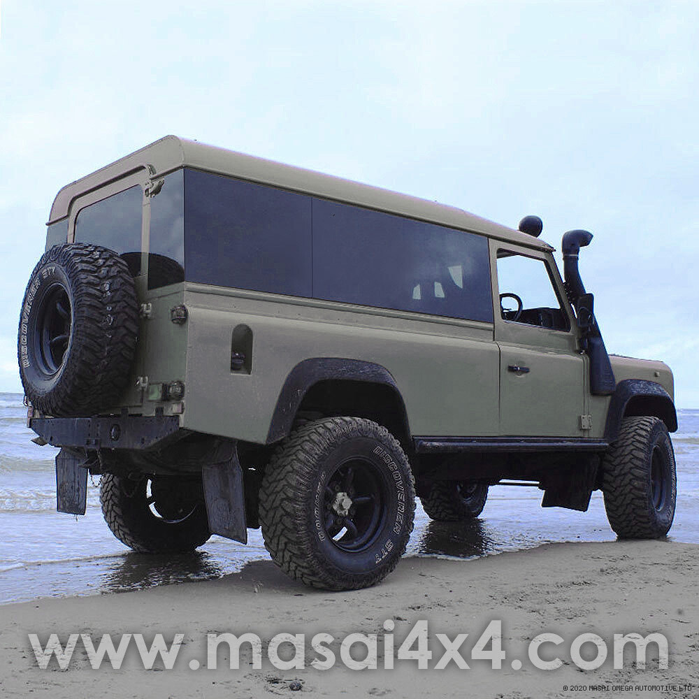 Fixed Full Length Masai Panoramic Tinted Windows for Defender 110 2-Door Hardtop, Add Tinted Rear Quarter Glass?: No, Thanks, Add Tinted, Heated Rear Door Glass?: No, Thanks, Choose your Configuration: Fixed Side Glass / Fixed Ext Glass