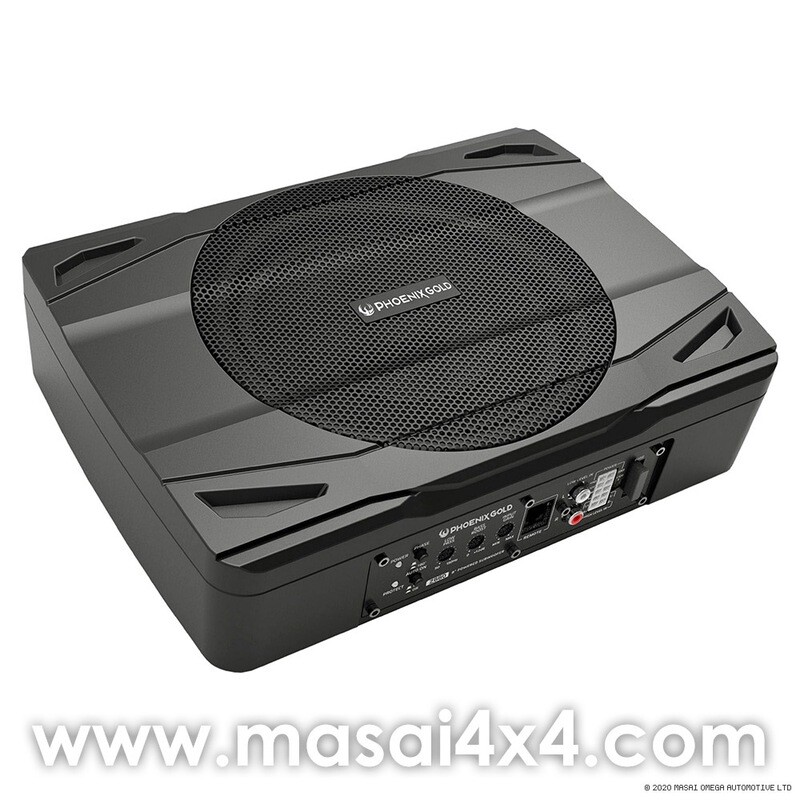 Subwoofer with built in Amplifier - Slim Design - Phoenix Gold 8" 80W RMS - Ideal behind cubby box, or under seats