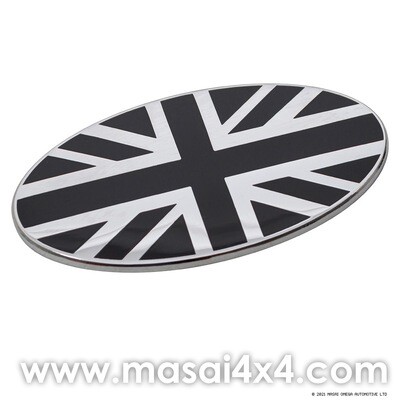 RDX Metal Oval GB Badge | Black & Chrome | Adhesive For Land Rover Defender, Classic Mini, MG Rover