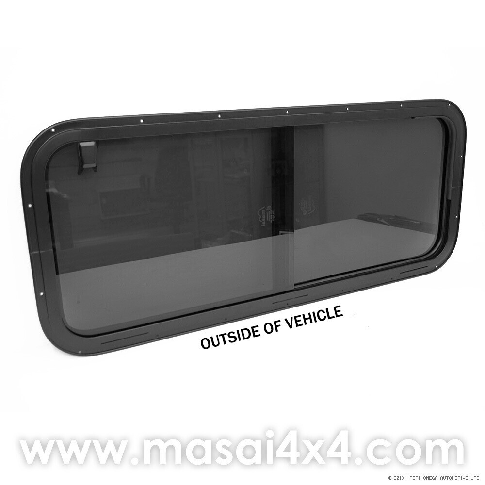 Side Sliding Window for Defender Crew Cabs (4mm Glass) - Dark Tint - LR044316 (Masai Style)