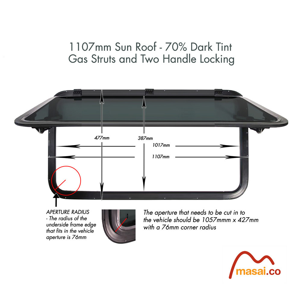 Sunroof - 1107 x 477 mm - DARK tint