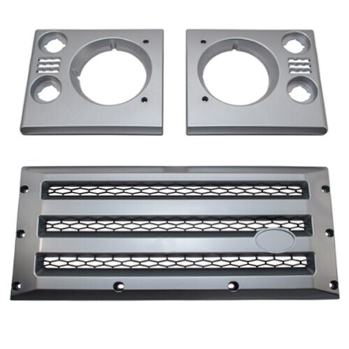 Front XS Grille & Headlamp Surround Set (Black with Silver Mesh/ Silver with Black Mesh) - Non-Aircon Defender ONLY