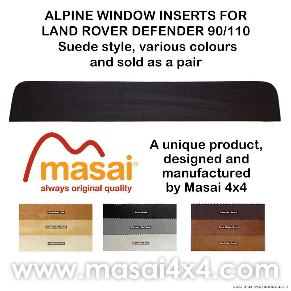 Alpine Window Inserts for Land Rover Defender (Suede Style, 10 Colours) - PAIR, Colour Style: Alston (Black), Which Vehicle Model?: 90