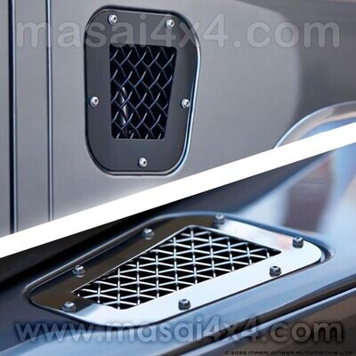 Masai 3-Piece Intake Wire Mesh Grille and Bonnet Vent Set - Defender 90/110 300TDI onwards - Stainless Steel, Black or Silver