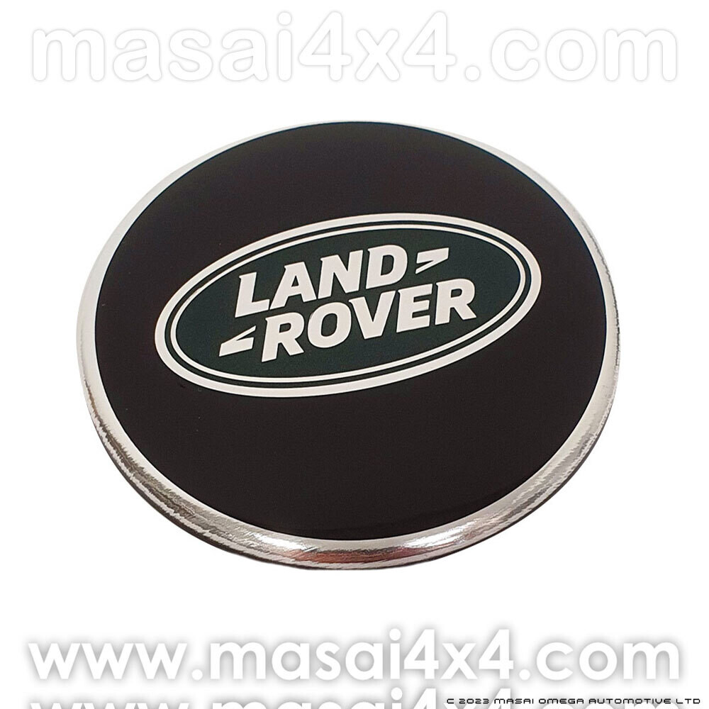 62mm Genuine Land Rover Wheel Centre Cap - Black with Green Land Rover logo - single