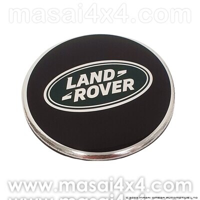 62mm Genuine Land Rover Wheel Centre Cap - Black with Green Land Rover logo - single