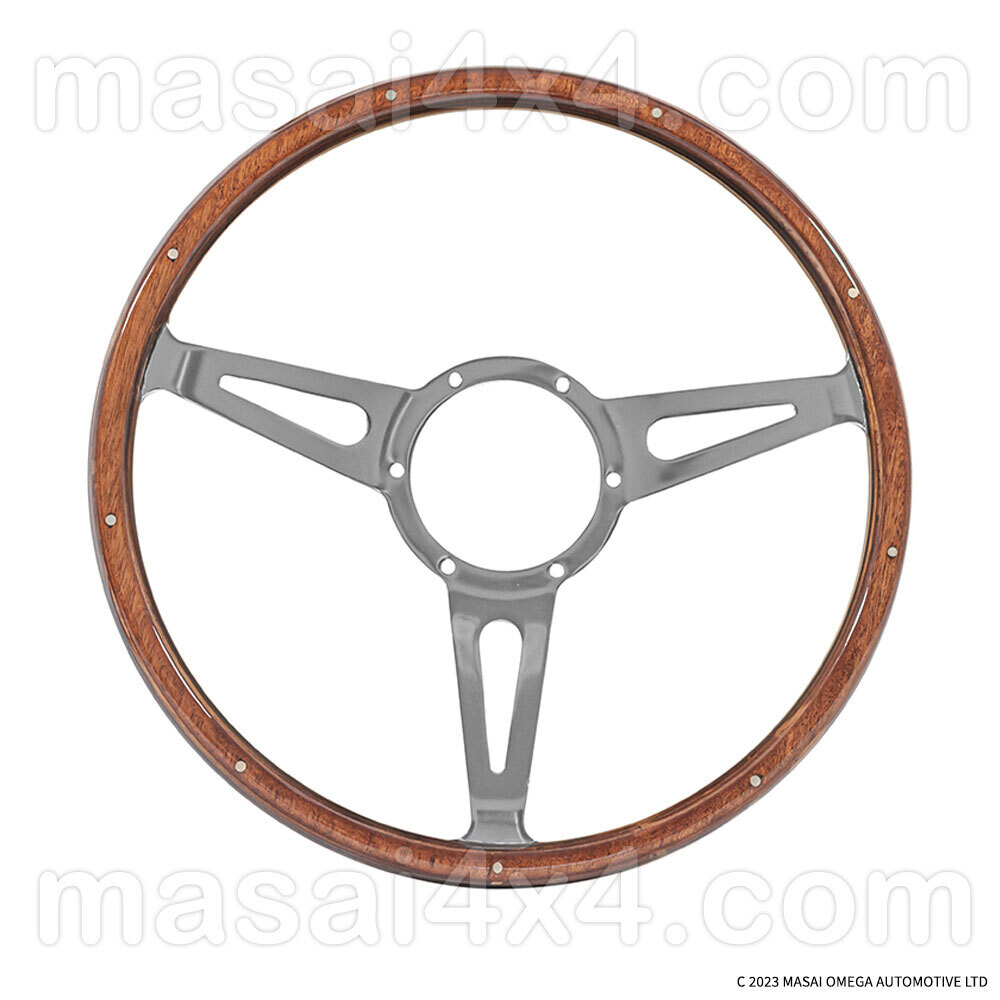 Mountney 15" Classic Steering Wheel for Defenders - Riveted Light Wood Trim