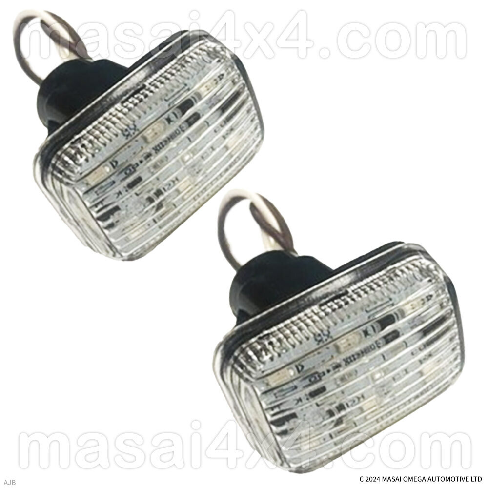 Mini Style LED Side Repeater Lamps for Pre TD5 Land Rover Defenders - Pair, Lens colour: Clear lenses with amber LED