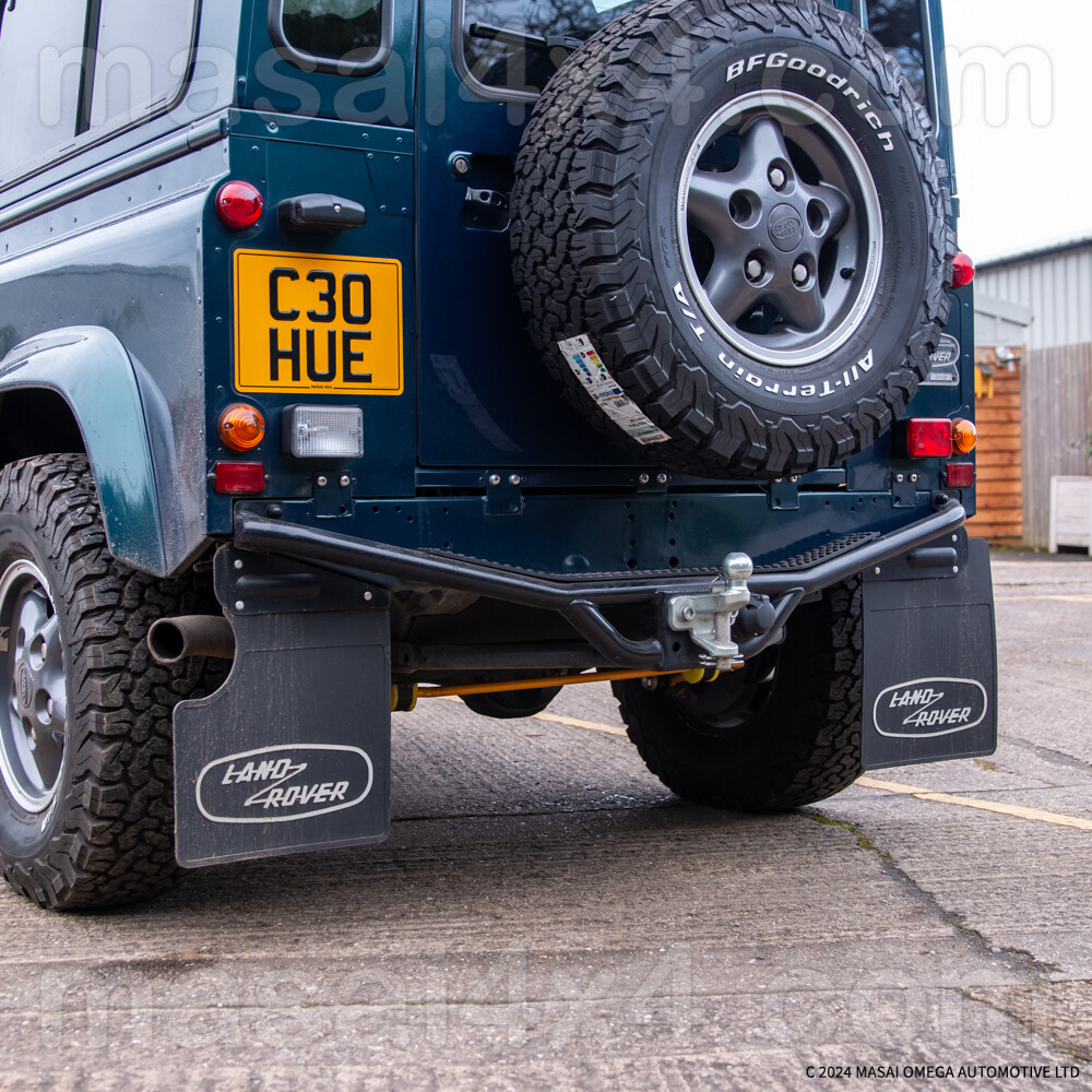 NAS Rear Step - UK version with holes for fitting Towing Ball (for Defender 90/110) - Zinc Plated & Powder Coated