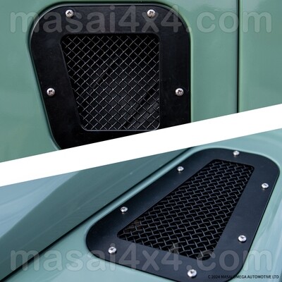 Masai 3-Piece Intake Wire Mesh Grille and Bonnet Vent Set - Defender 90/110 200TDI ONLY - Black
