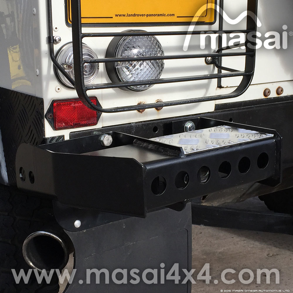 Rear Bumperettes for Land Rover Defender 90 and 110 (Pair) (Chequer plate version), Vehicle: Defender 90