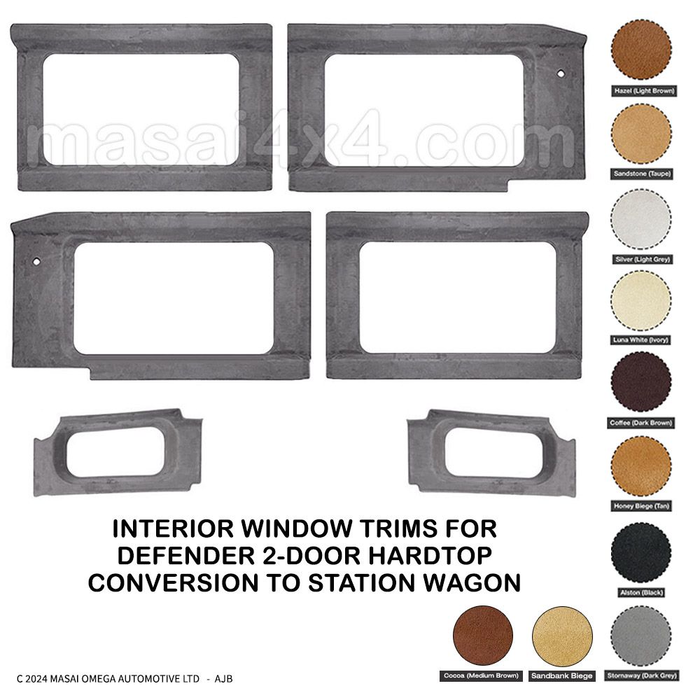 Interior Window Trims for Defender 2 Door Hardtop Conversion to Station Wagon - Masai Covered