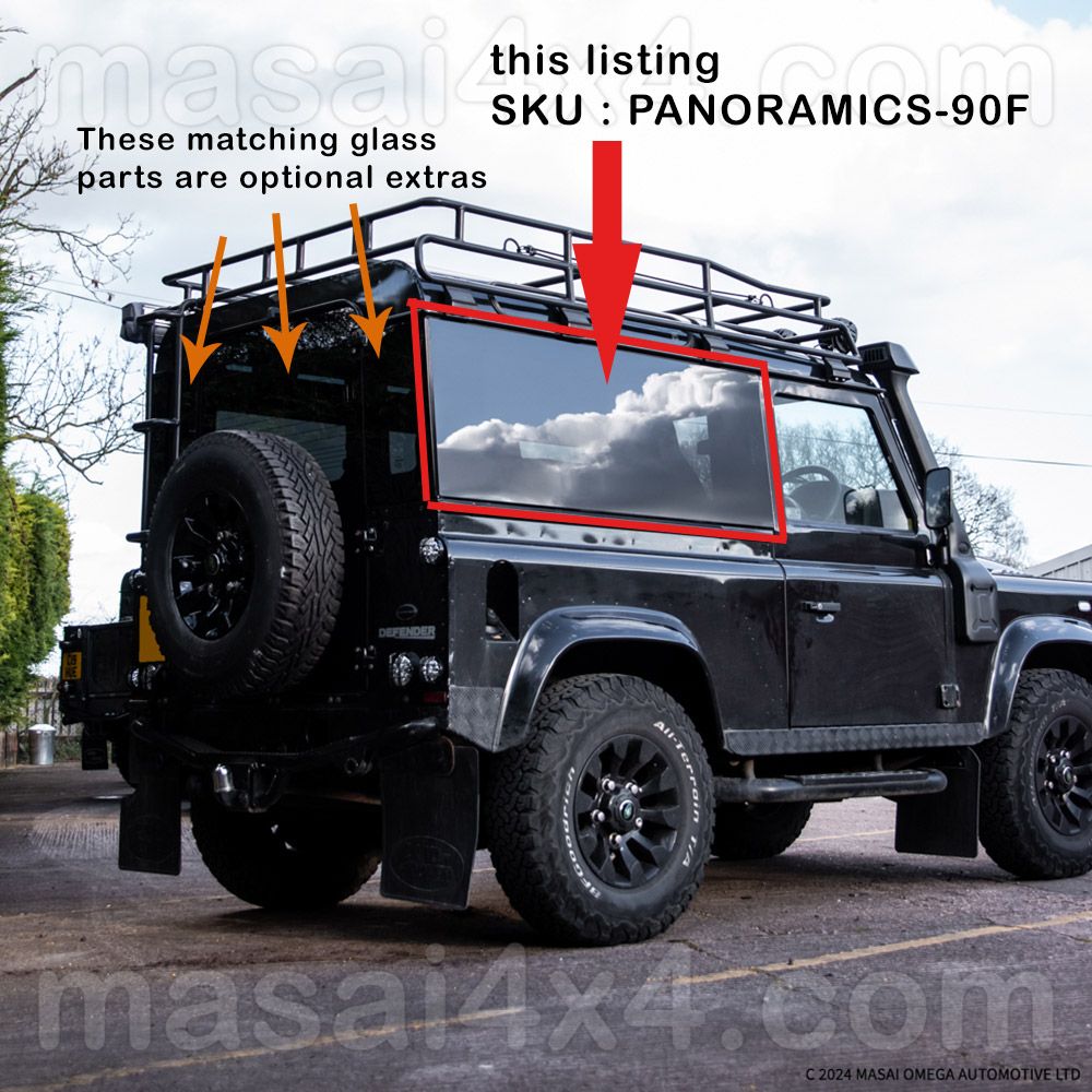 Fixed Masai Panoramic Tinted Side Windows for Land Rover Defender 90 110 2 Door Pair Masai Parts Accessories Upgrades for Land Rover Defender Masai is a specialist manufacturer