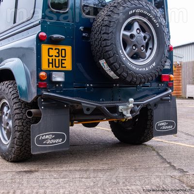 NAS Rear Step - UK version with holes for fitting Towing Ball (for Defender 90/110) - Zinc Plated & Powder Coated