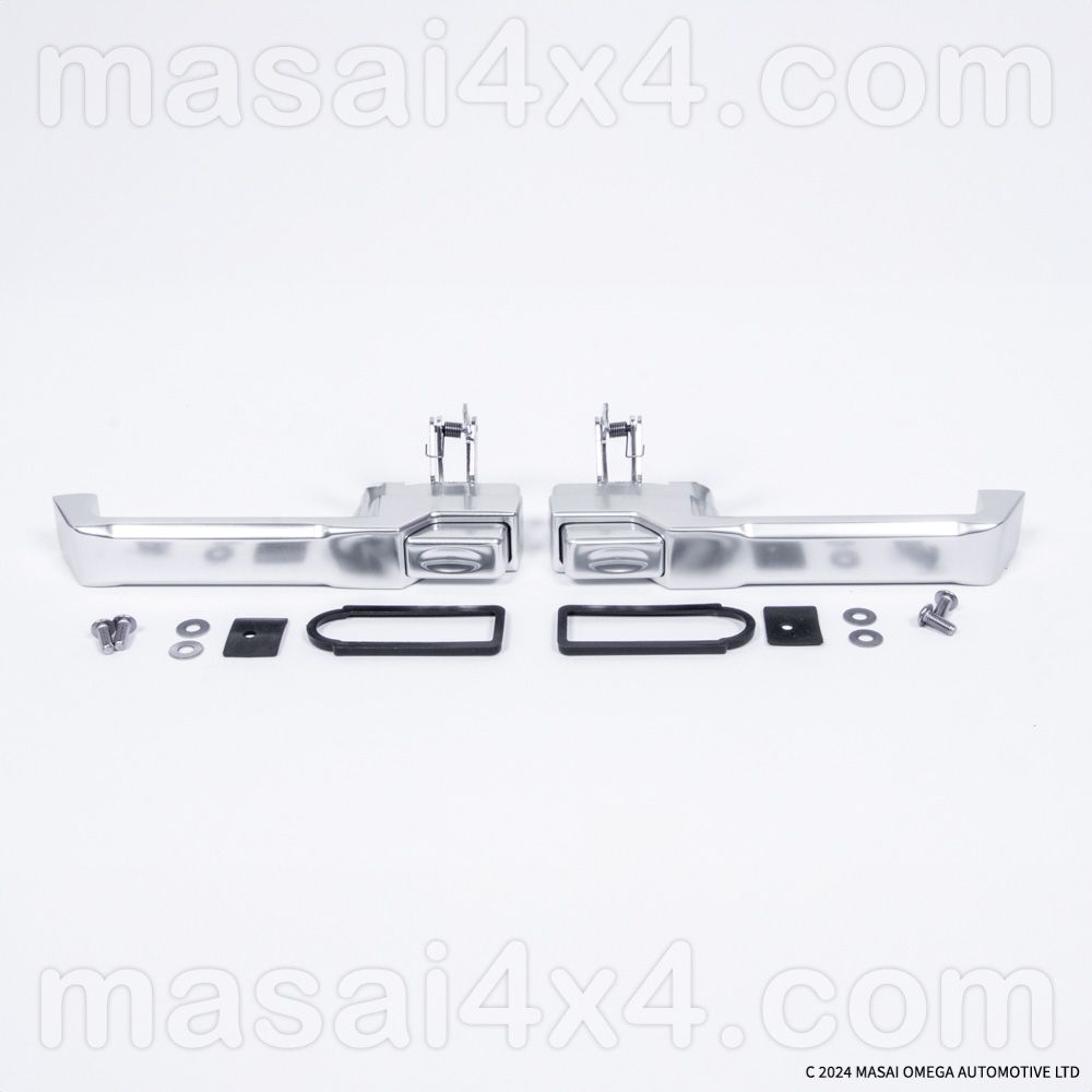Aluminium Billet Rear Door Handles for Land Rover Defender 110 4-Door - Fits All Push Button Handles (Pair), Colour: Anodised Silver