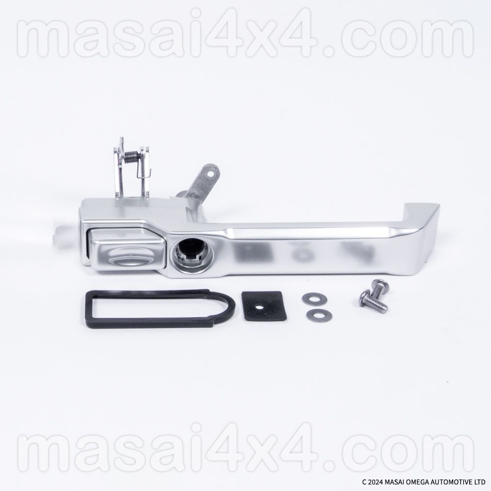 Aluminium Billet Door Handles for Land Rover Defender - Fits All Push Button Handles - Left Hand Side, Colour: Anodised Silver, With or Without Key Hole?: Left Hand Side (With Key Hole)