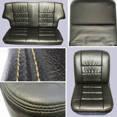 Classic Mini Replacement Seat Covers, Black with Cream Stitching, front and rear