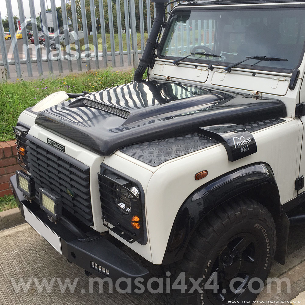 Masai Sport Scooped Bonnet with Grill for Land Rover Defender - GRP  Fibreglass