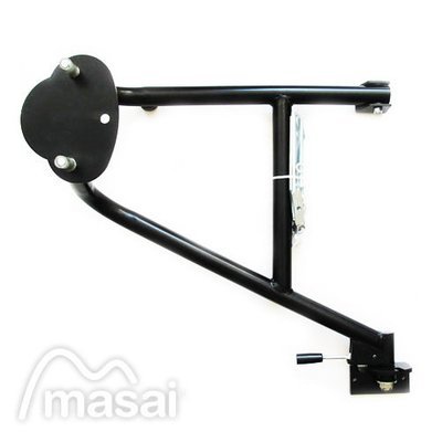 Round Tube, Swing-Away, Spare Wheel Carrier - for soft top or pick-up Land Rover Defender Round Tube, Swing-Away, Spare Wheel Carrier - for soft top or pick-up Land Rover Defender