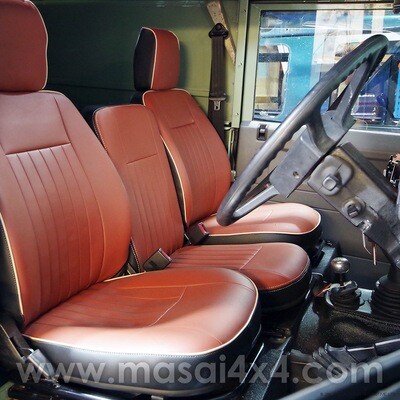 Front Seat Covers for Land Rover Defender TD5, 200TDI & 300TDI - Flute style with Piping Front Seat Covers for Land Rover Defender TD5, 200TDI & 300TDI - Flute style with Piping