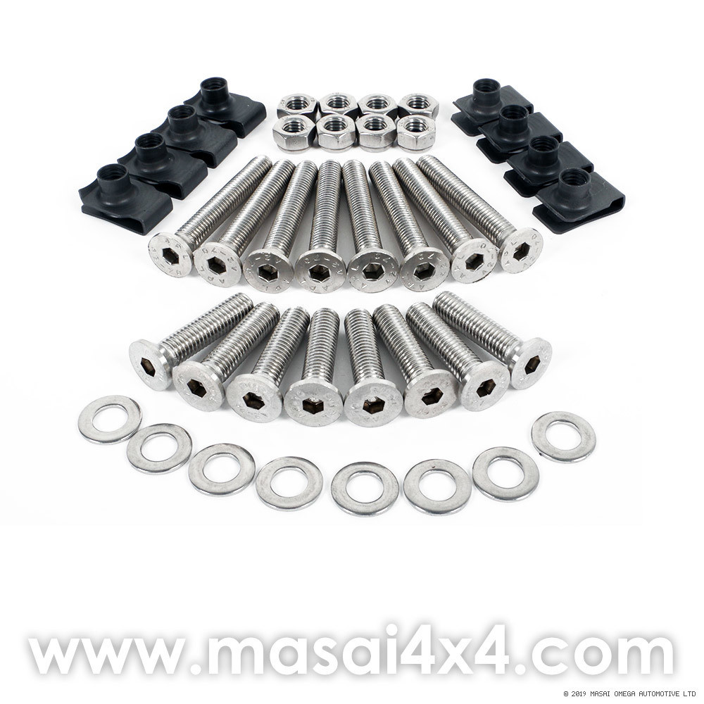 Front Door Bolt Kit for Defender 90 / 110 - Stainless Steel (2 Door Kit)