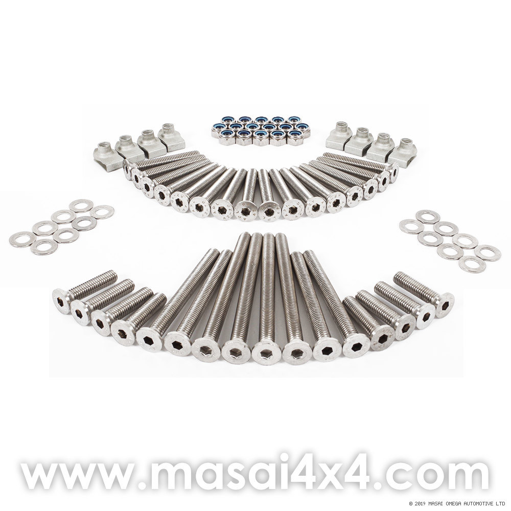 Front & Rear Side Door Bolt Kit for 4-Door Defender 110 - Stainless Steel