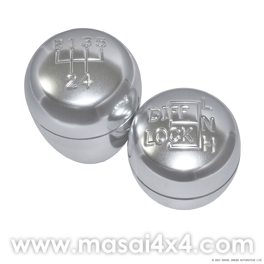 Anodised Alloy Gear and Transfer Knob Set Pre-2007 Defenders Anodised Alloy Gear and Transfer Knob Set Pre-2007 Defenders, Gearbox Type?: LT77 (Reverse Top Left)
