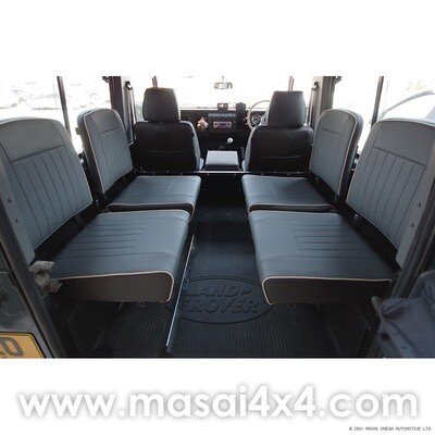Rear Inward-facing, Tip-up Seat Covers for Defender 89 to 07 Models - Flute Style with Piping - Pair
