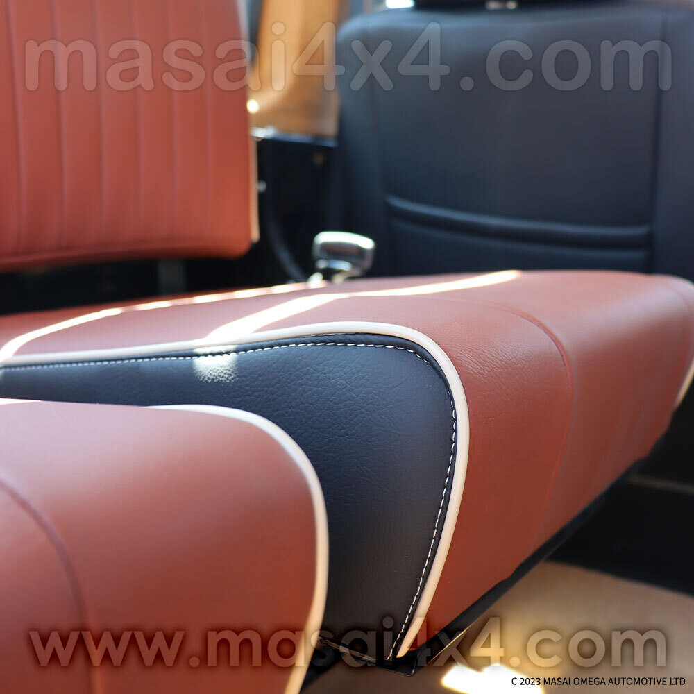 Rear Inward-facing, Tip-up Seat Covers for Defender 89 to 07 Models - Flute Style with Piping - Pair