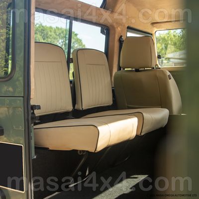 Rear Inward-facing, Tip-up Seat Covers for Defender 89 to 07 Models - Flute Style with Piping - Pair