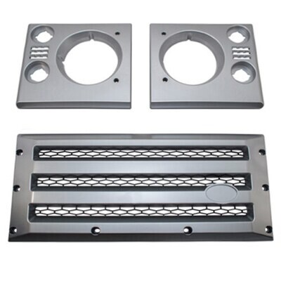 Front XS Grille &amp; Headlamp Surround Set (Black with Silver Mesh/ Silver with Black Mesh) - Non-Aircon Defender ONLY