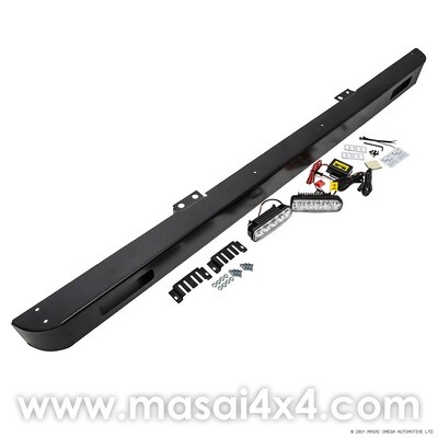 Defender Front Bumper with Rectangular LED DRLs - Zinc Coated - LR062058