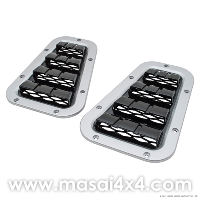 XS Style Bonnet Vent Set - (Black with Silver Mesh/ Silver with Black Mesh)
