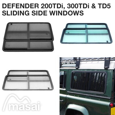 Sliding Side Windows for Defender 200TDi/300TDi and TD5 (50/50 radius) - 3 Tints - Pair Sliding Side Windows for Defender 200TDi/300TDi and TD5 (50/50 radius) - 3 Tints - Pair