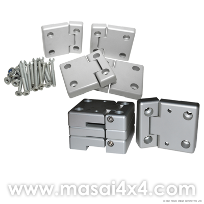 Anodised Aluminium Front Door Hinges Set / 2nd Row Door Hinges Set for Land Rover Defender