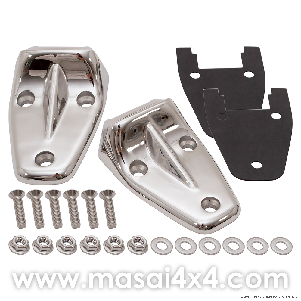 Bonnet Hinges Kit for Land Rover Defender - Aluminium/Stainless/Black