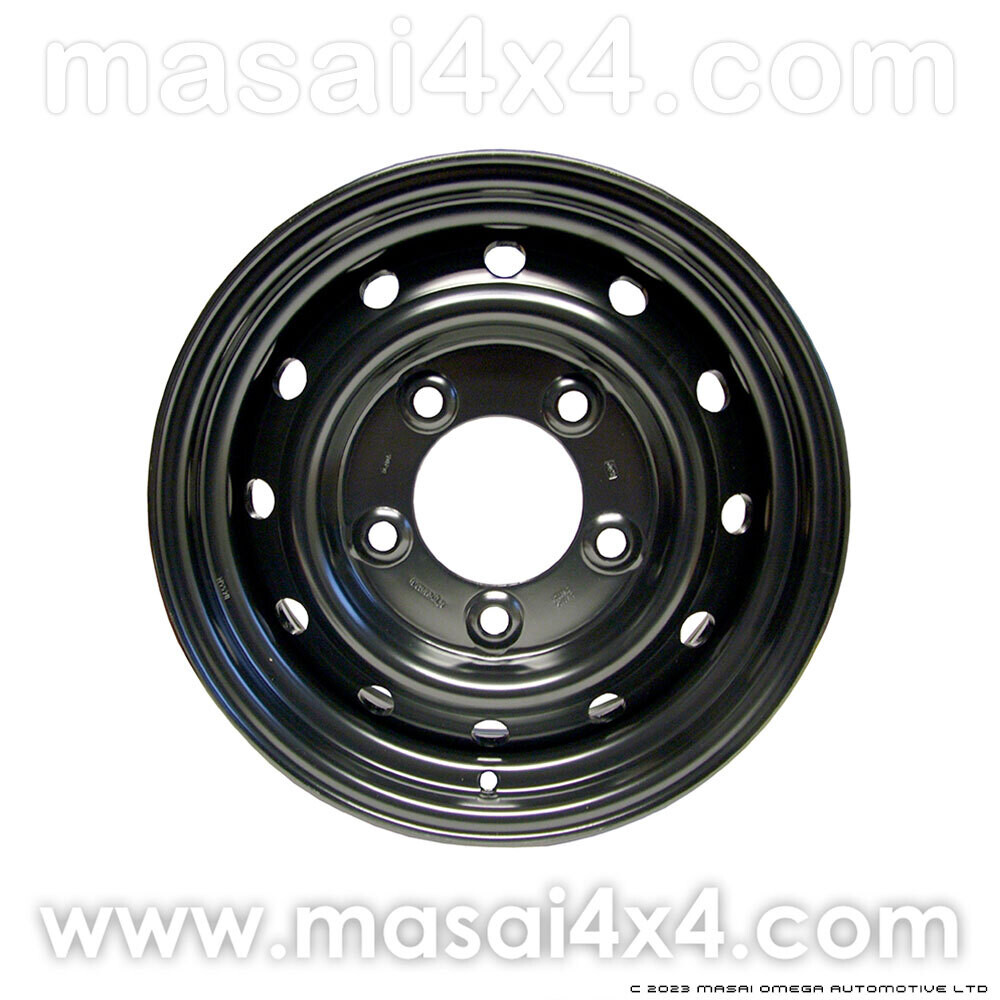 Wolf Style Steel Wheels 16 Wolf Style Steel Wheels 16" x 6.5 (Silver / Black / White) - Defender / Series 3, Colour: Black