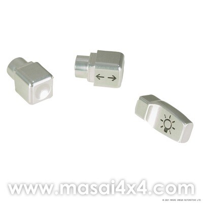 Billet Aluminium Indicator / Wiper and Headlight Switch End Caps for Defenders (Set of 3)